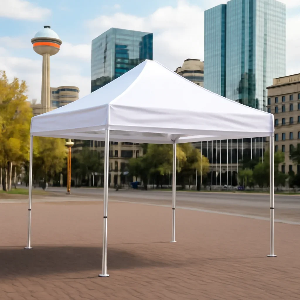 Pop up canopy tent prepared for vendor or promotional use in Calgary