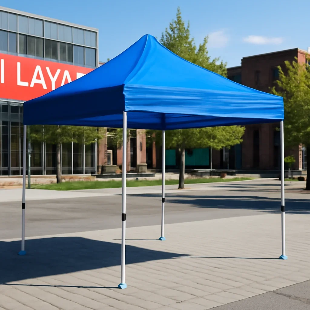Pop up canopy tent prepared for vendor or promotional use in Laval