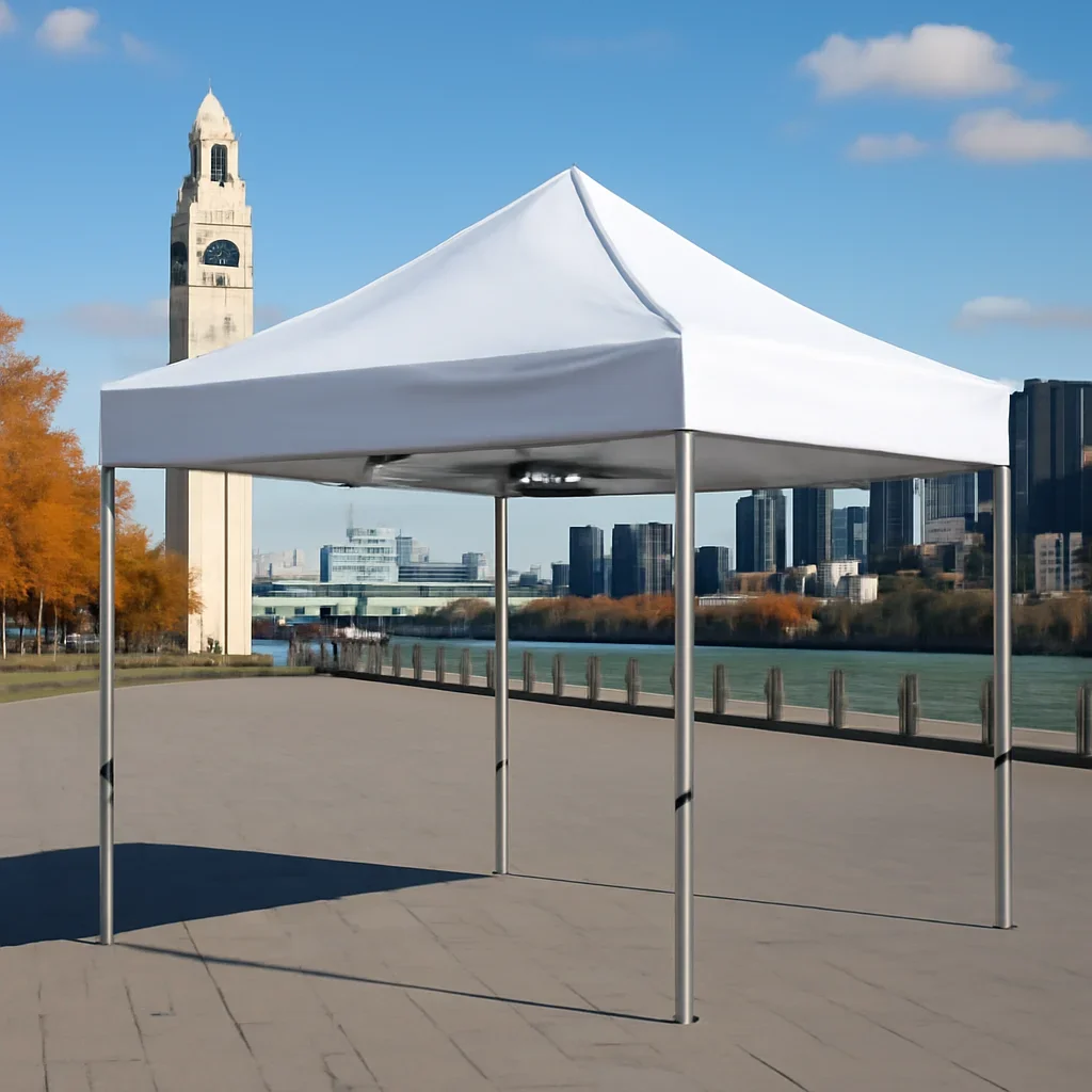 Pop up canopy tent prepared for vendor or promotional use in Montreal