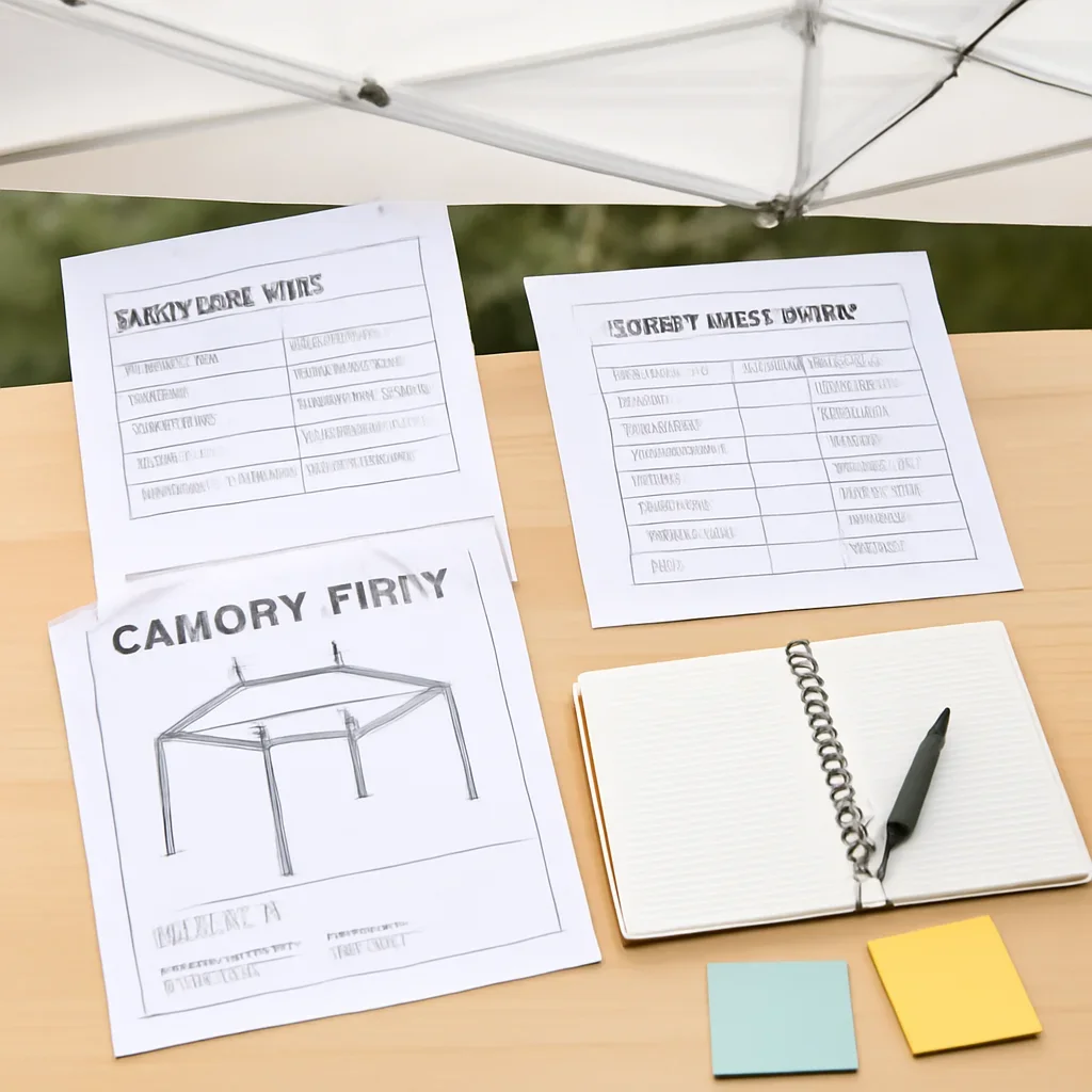 Canopy tent planning materials related to support